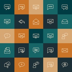 Modern Simple Set of chat and messenger, email Vector outline Icons. ..Contains such Icons as  outline,  vector,  mail,  alert and more on vintage colors background. Fully Editable. Pixel Perfect.