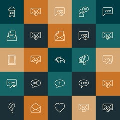 Modern Simple Set of chat and messenger, email Vector outline Icons. ..Contains such Icons as speech,  archive,  mailbox, reload and more on vintage colors background. Fully Editable. Pixel Perfect.