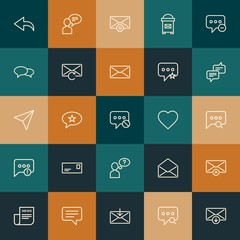 Modern Simple Set of chat and messenger, email Vector outline Icons. ..Contains such Icons as  vector,  technology,  envelope and more on vintage colors background. Fully Editable. Pixel Perfect.