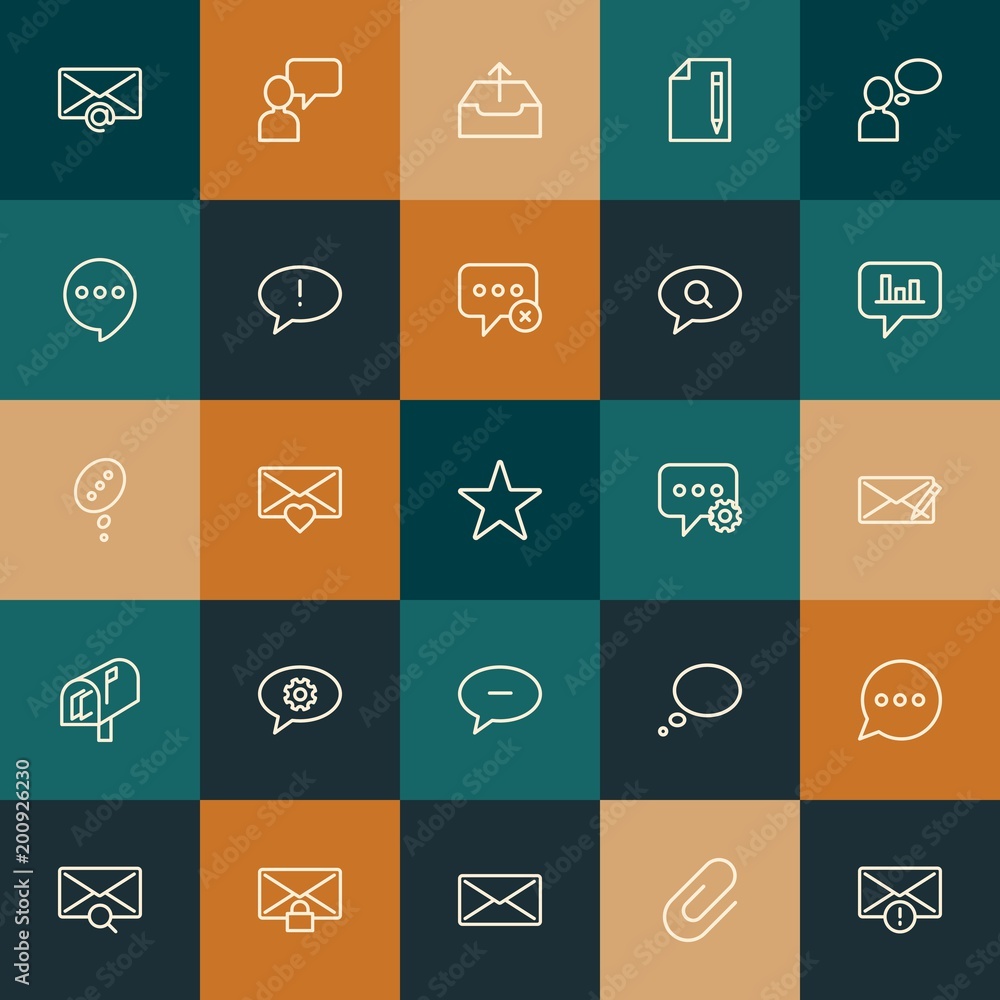 Poster modern simple set of chat and messenger, email vector outline icons. ..contains such icons as mobile