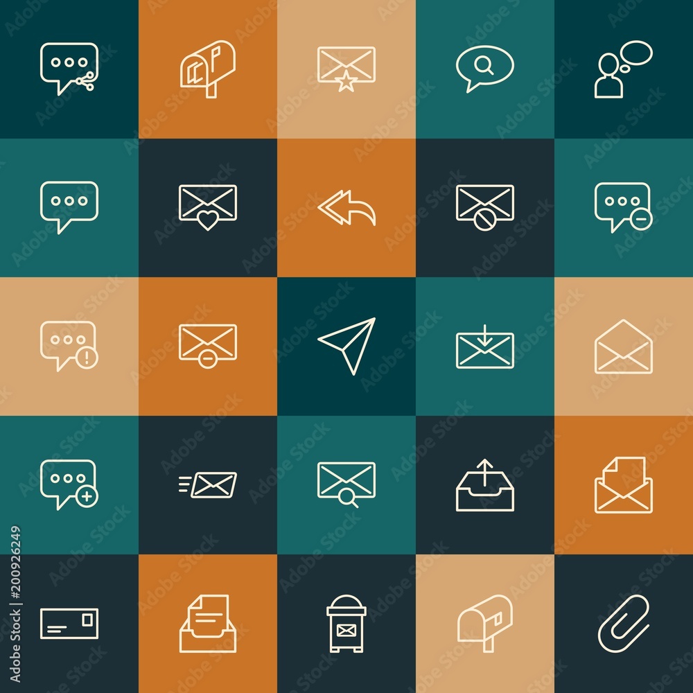Poster modern simple set of chat and messenger, email vector outline icons. ..contains such icons as line, 