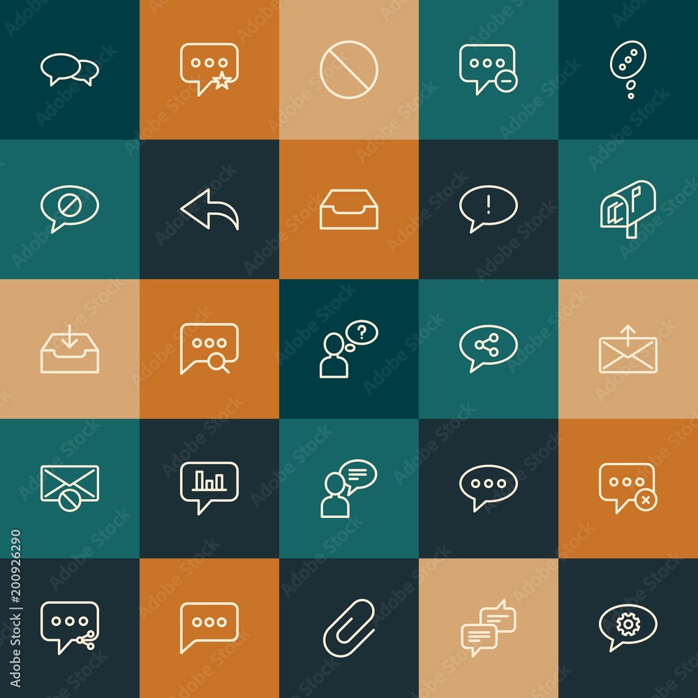 Aufkleber modern simple set of chat and messenger, email vector outline icons. ..contains such icons as mobile