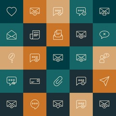 Modern Simple Set of chat and messenger, email Vector outline Icons. ..Contains such Icons as  vector, private, heart,  internet and more on vintage colors background. Fully Editable. Pixel Perfect.