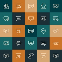 Modern Simple Set of chat and messenger, email Vector outline Icons. ..Contains such Icons as  phone,  close,  communication, open and more on vintage colors background. Fully Editable. Pixel Perfect.