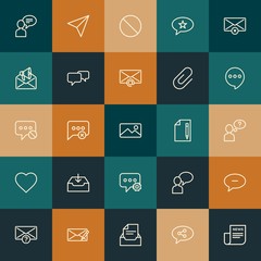 Modern Simple Set of chat and messenger, email Vector outline Icons. ..Contains such Icons as  communication,  outline,  symbol and more on vintage colors background. Fully Editable. Pixel Perfect.