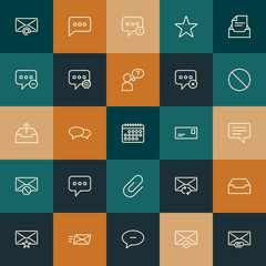Modern Simple Set of chat and messenger, email Vector outline Icons. ..Contains such Icons as mail,  remove,  help,  mobile,  star and more on vintage colors background. Fully Editable. Pixel Perfect.