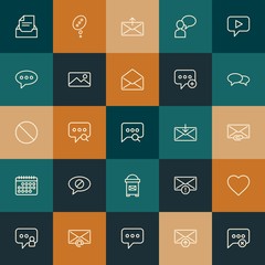Modern Simple Set of chat and messenger, email Vector outline Icons. ..Contains such Icons as  communication, mobile,  text, open and more on vintage colors background. Fully Editable. Pixel Perfect.