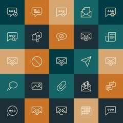Modern Simple Set of chat and messenger, email Vector outline Icons. ..Contains such Icons as  messaging,  cellphone, outdoors and more on vintage colors background. Fully Editable. Pixel Perfect.