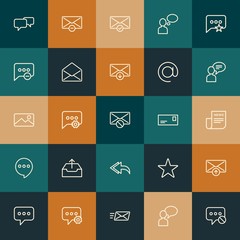 Modern Simple Set of chat and messenger, email Vector outline Icons. ..Contains such Icons as  text, chat,  envelope, favorite and more on vintage colors background. Fully Editable. Pixel Perfect.