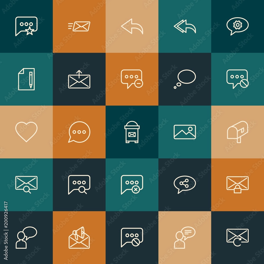 Poster modern simple set of chat and messenger, email vector outline icons. ..contains such icons as delete