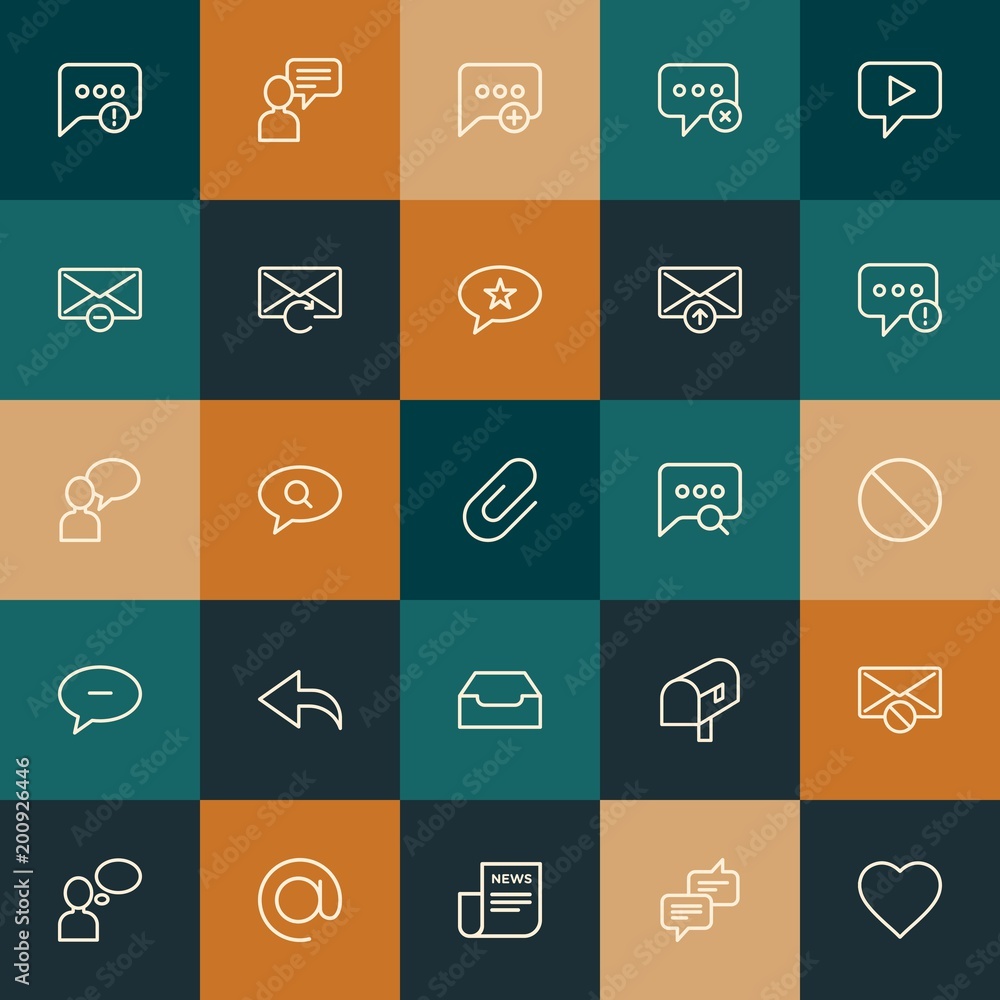 Poster modern simple set of chat and messenger, email vector outline icons. ..contains such icons as mail, 
