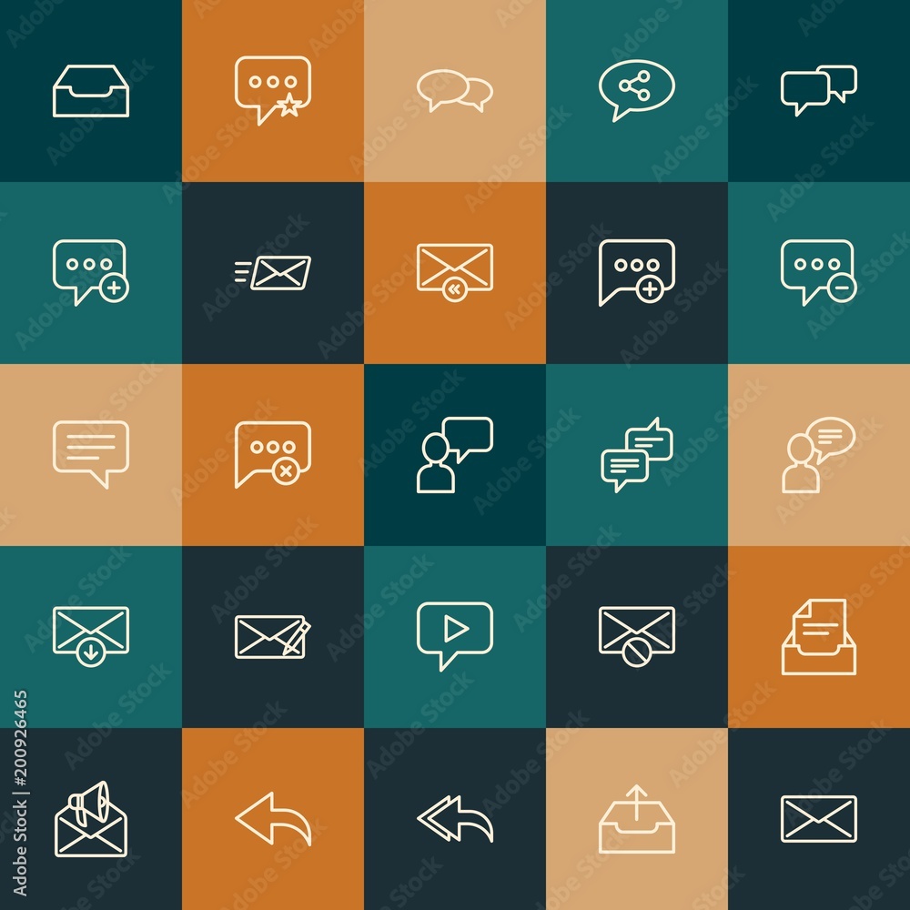 Poster modern simple set of chat and messenger, email vector outline icons. ..contains such icons as forwar