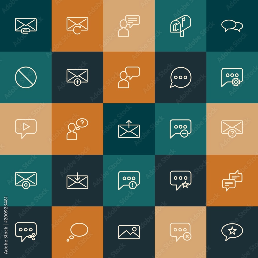 Aufkleber modern simple set of chat and messenger, email vector outline icons. ..contains such icons as speech