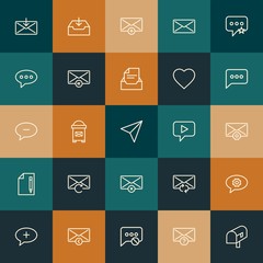 Modern Simple Set of chat and messenger, email Vector outline Icons. ..Contains such Icons as unknown,  sign,  letter,  line,  red and more on vintage colors background. Fully Editable. Pixel Perfect.