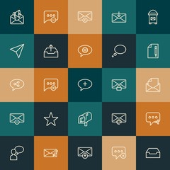 Modern Simple Set of chat and messenger, email Vector outline Icons. ..Contains such Icons as  electronic,  network, reply,  get and more on vintage colors background. Fully Editable. Pixel Perfect.