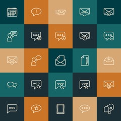 Modern Simple Set of chat and messenger, email Vector outline Icons. ..Contains such Icons as reload,  electronic,  idea, mail and more on vintage colors background. Fully Editable. Pixel Perfect.