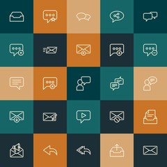 Modern Simple Set of chat and messenger, email Vector outline Icons. ..Contains such Icons as  forward, social,  web,  outline and more on vintage colors background. Fully Editable. Pixel Perfect.