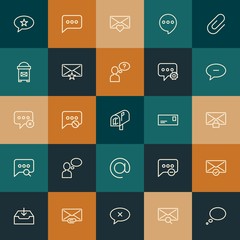 Modern Simple Set of chat and messenger, email Vector outline Icons. ..Contains such Icons as  choose,  communication, mail,  web and more on vintage colors background. Fully Editable. Pixel Perfect.