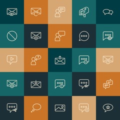 Modern Simple Set of chat and messenger, email Vector outline Icons. ..Contains such Icons as speech,  symbol, outdoors,  faq, sms and more on vintage colors background. Fully Editable. Pixel Perfect.