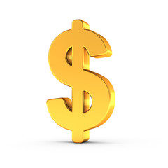 The Dollar symbol as a polished golden object with clipping path