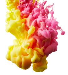 Ink drop in water isolated on white background