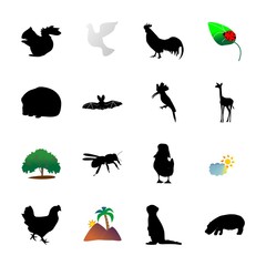 icon Animal with cockerel, farm, jungle, hippopotamus and goat