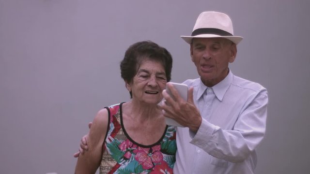 Elderly family using internet for communication