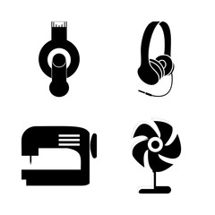 icon Electronic with headphone, fabric, fashion, sewing machine and music