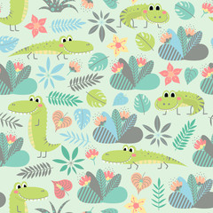 Seamless background with cute crocodiles © rosypatterns