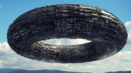3D render. Alien spaceship unidentified flying object © Miguel Aguirre