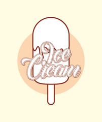ice cream bar icon over yellow background, vector illustration