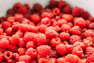 Fresh Red Sweet Berries Raspberries In Market