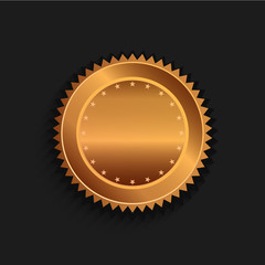 Bronze Seal with stars in black background. Vector Design