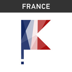 flag of France on flagpole. polygon effect