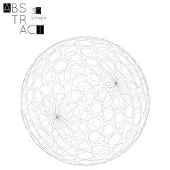 Abstract 3D wireframe geometric shape isolated on white background. 3D sphere