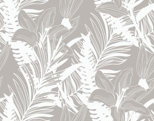 Vector Colorful Seamless Pattern with Drawn Flowers