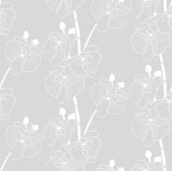 Foto op Plexiglas Orchidee Vector kleurrijk naadloos patroon met getekende bloemen