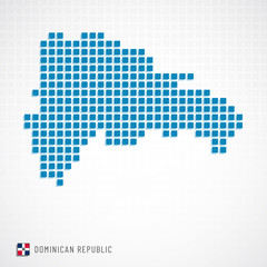 Fototapeta na wymiar Dominican republic map and flag icon