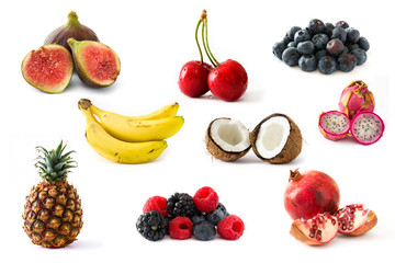 Fruit collage isolated on white background

