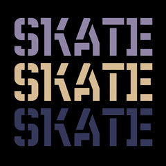 Skate typography t-shirt graphic, typographic series. Simple graphics.