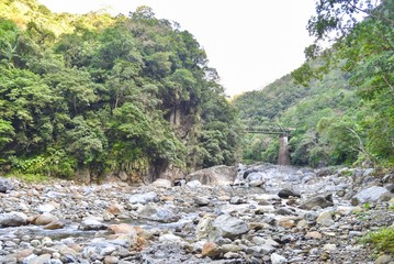 Fototapeta na wymiar Historical Dam Site Along Shakadang Trail in Taroko National Park