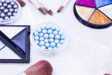 Make up products on white background