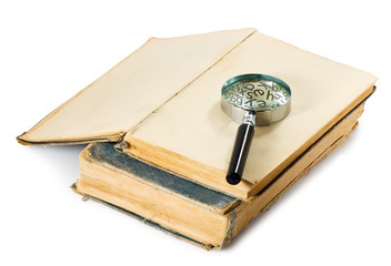 image of open book and magnifier