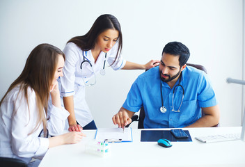 Fototapeta premium Happy Successful Medical Team work together in hospital