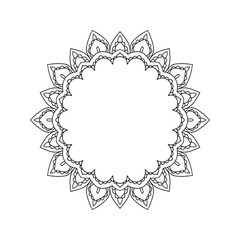 Elegant round frame in a romantic style for the design of the album, wedding invitations, postcards and other handmade products. Border silhouette of digital stamp with plant elements.