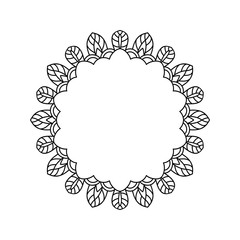 Elegant round frame in a romantic style for the design of the album, wedding invitations, postcards and other handmade products. Border silhouette of digital stamp with plant elements.