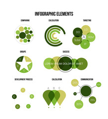 Eco Nature Green Infographic Vector Flowchart, Rate Elements Set. Diagram, Pie Chart Statistic Bar Timeline Business Success Plan Design. Global Nature Rate, Info Chart, Data Inforgaphic Document.