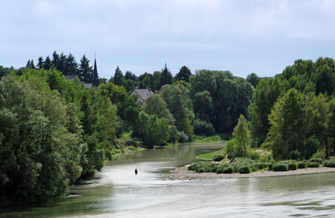 Fototapeta na wymiar Cast fishing in Loire river