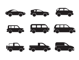 Set of black car icons - Illustration stock vector