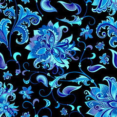 seamless pattern with  blue flowers 